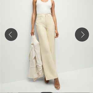 Veronica Beard Cream Wide-Leg Trousers
